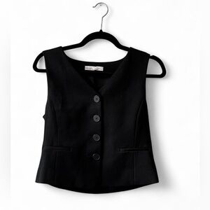 OAK + FORT Black Sleeveless Vest, button up, size XS, academia office chic prep